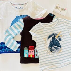 Mini Boden- Striped Unicorn, Dolphin tee and Striped Long Sleeve Shirt